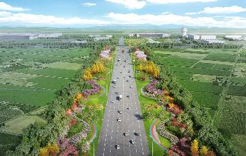 菏泽市区通往机场的迎宾大道景观即将完工